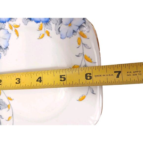 1940 Scotia Salisbury 6.5 Square Plate Fine Bone China Blue Floral Replacement - Picture 14 of 15